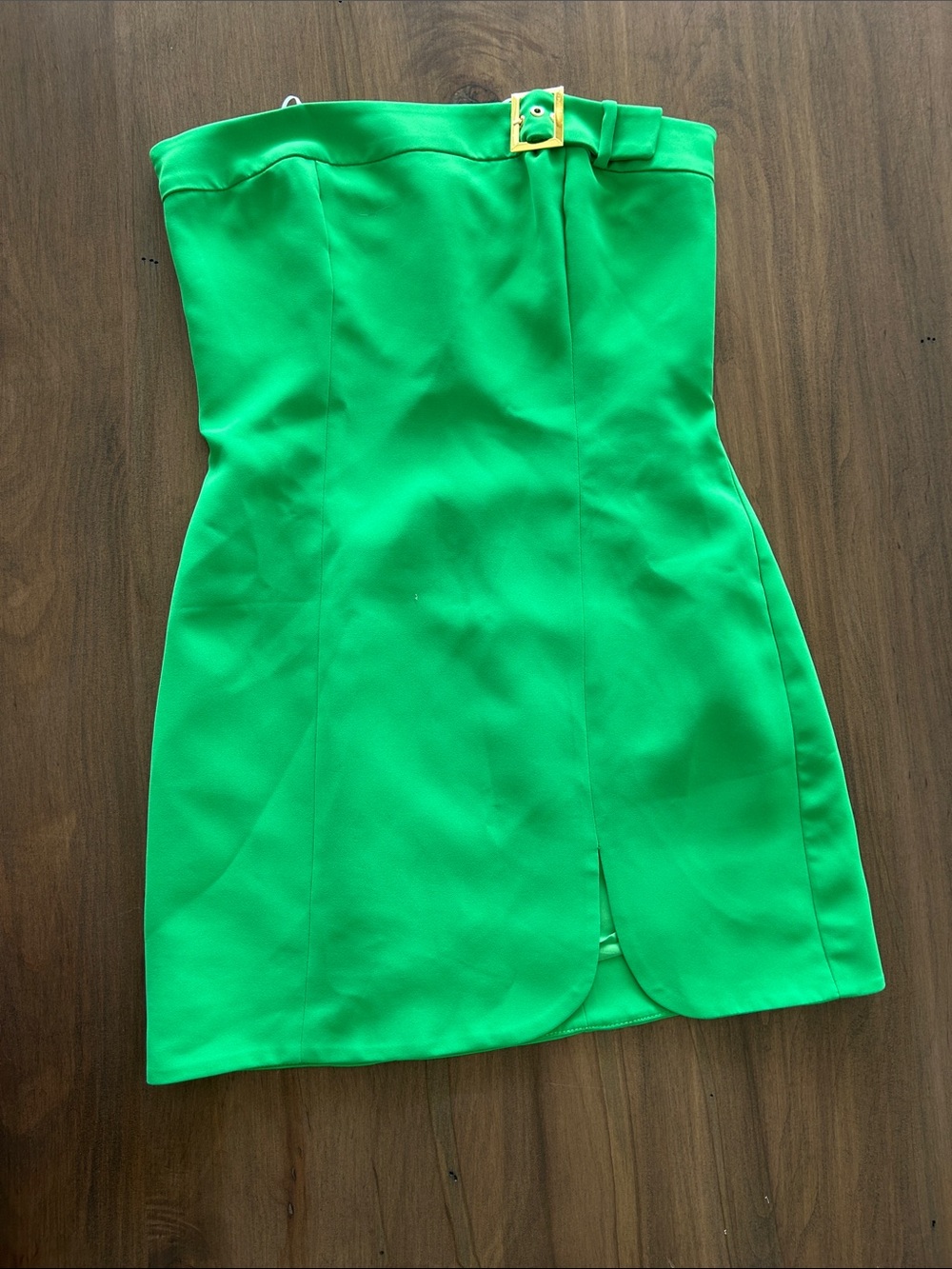 Amanda Uprichard Green Strapless Mini Dress with Buckle
